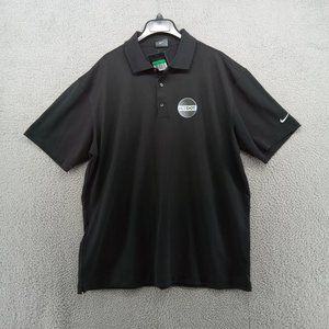 Nike Golf Shirt Mens XL Black Polo HOTDOT Logo‎ Performance Swoosh Athleticwear